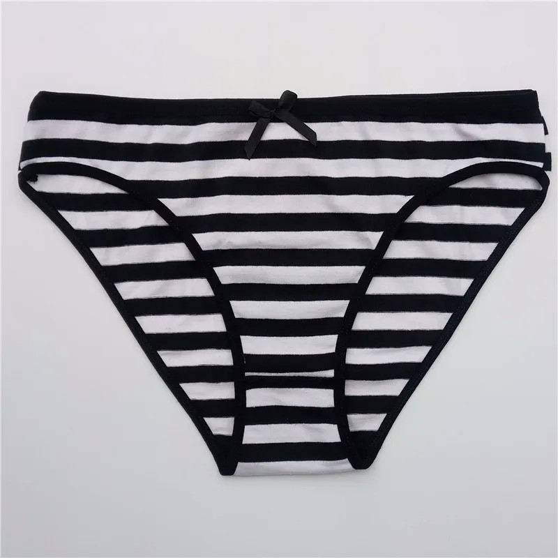 Cotton Panties Low Rise Striped Seamless Soft Breathable Underwear 3 Pcs