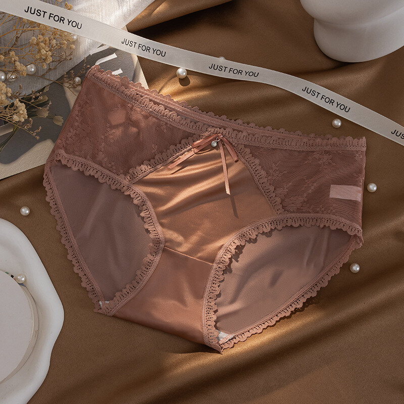 5PCS/LOT Sexy Womens Satin Panties Brief Lace Ladies French Underwear Lingeries