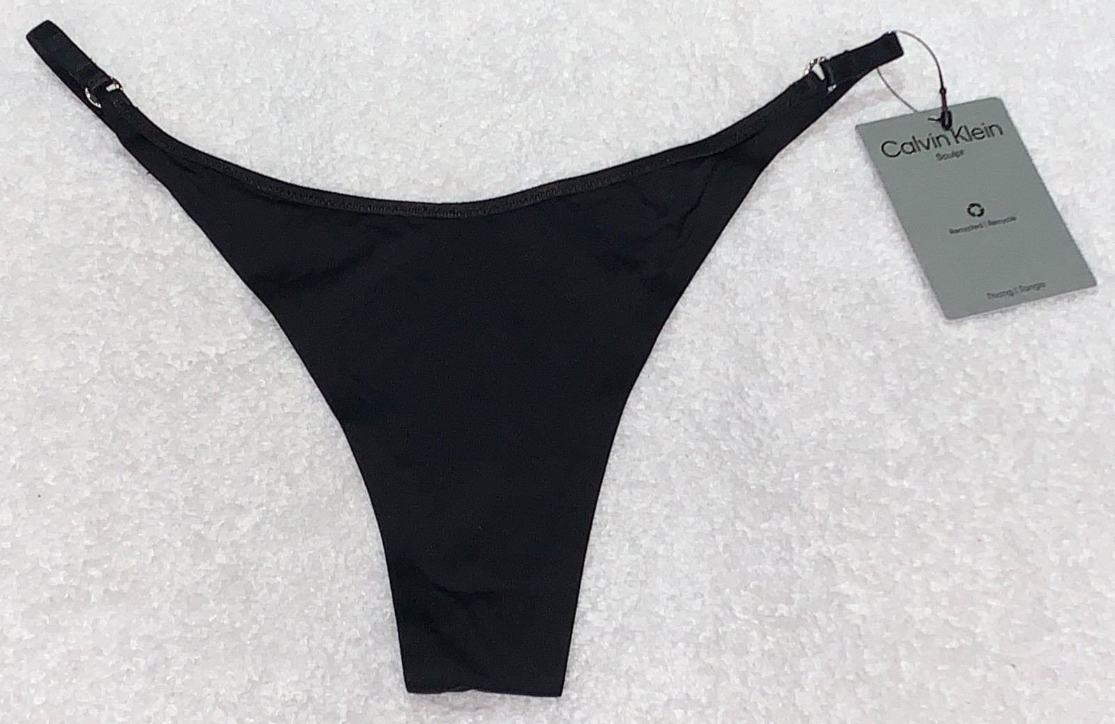 CALVIN KLEIN Sculpt Minimalist Black String Thong Panty Womens XS 4 XL 8 QD7323