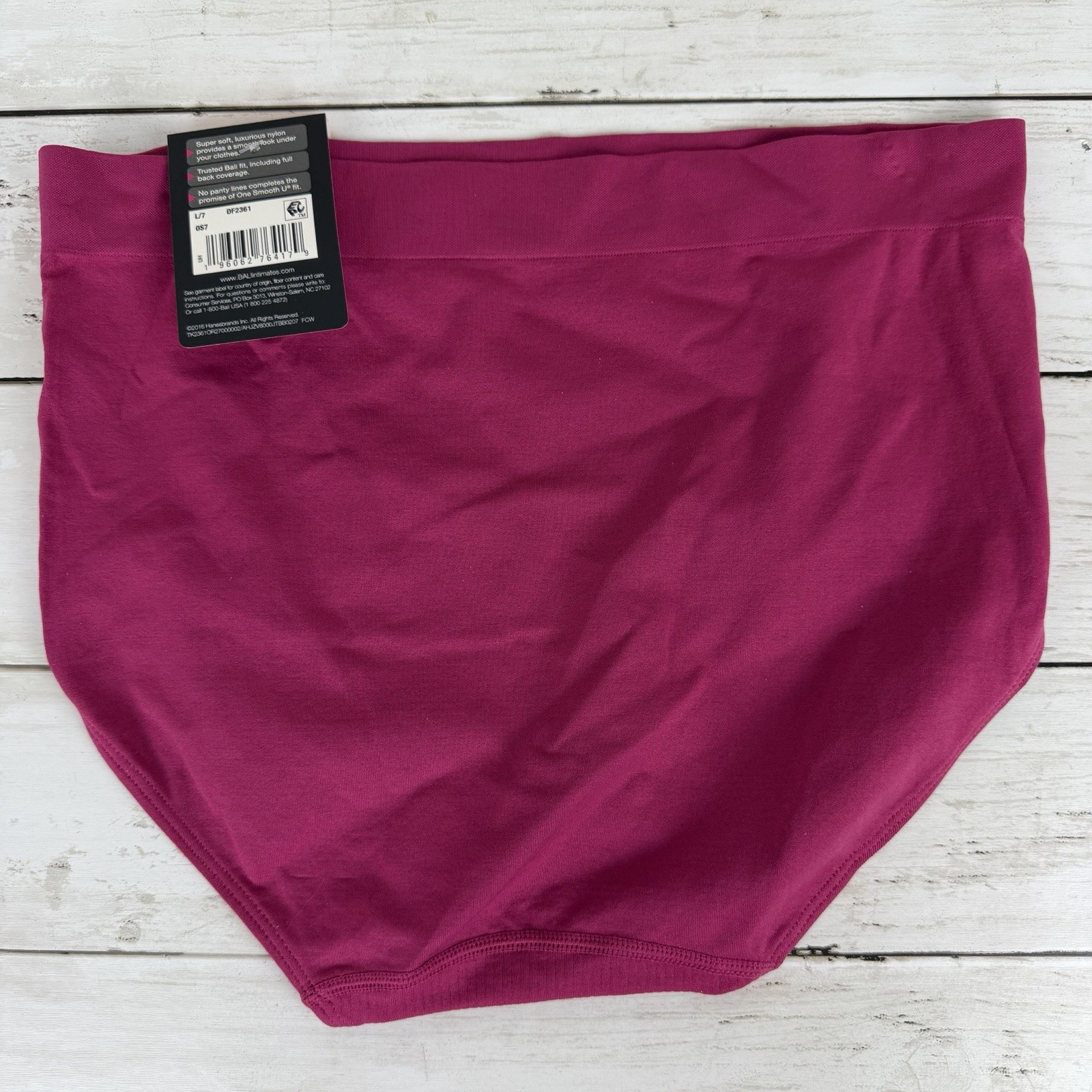 NWT 3 Pair Bali Brief Panties 2361 One Smooth U Size 7/L Maroon Deep Mauve