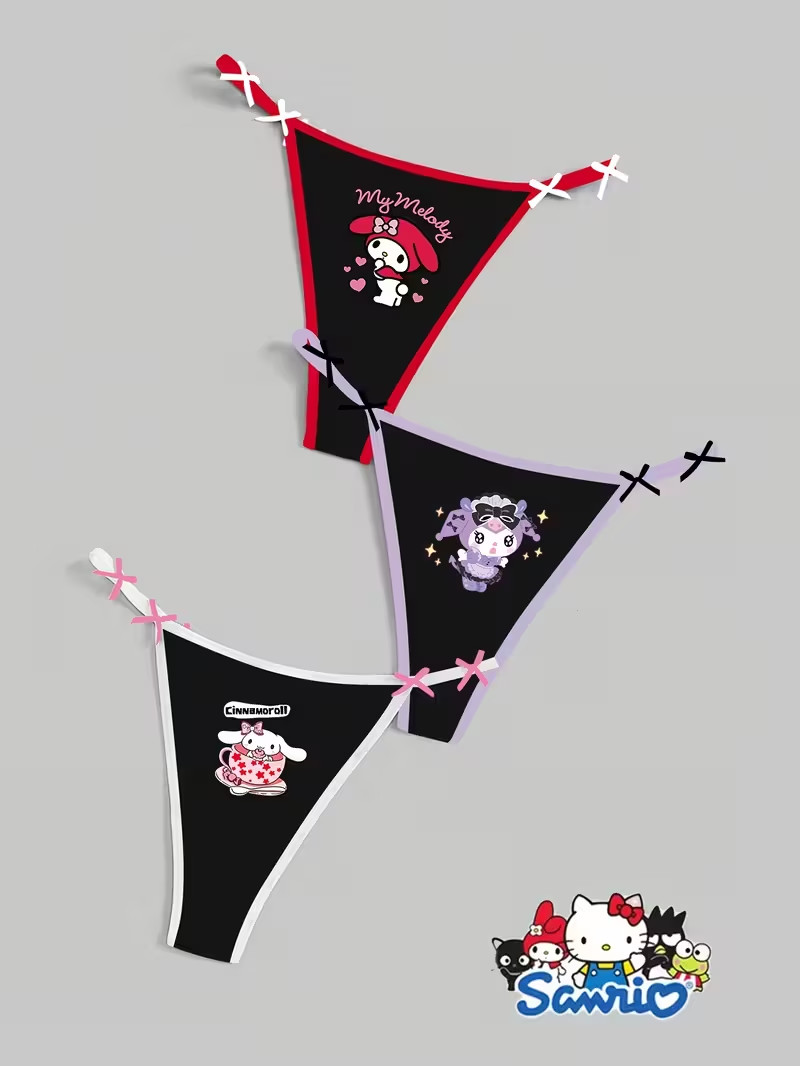 Sanrio Hello Kitty & Friends Kuromi My Melody Thong Panties – Pack of 3