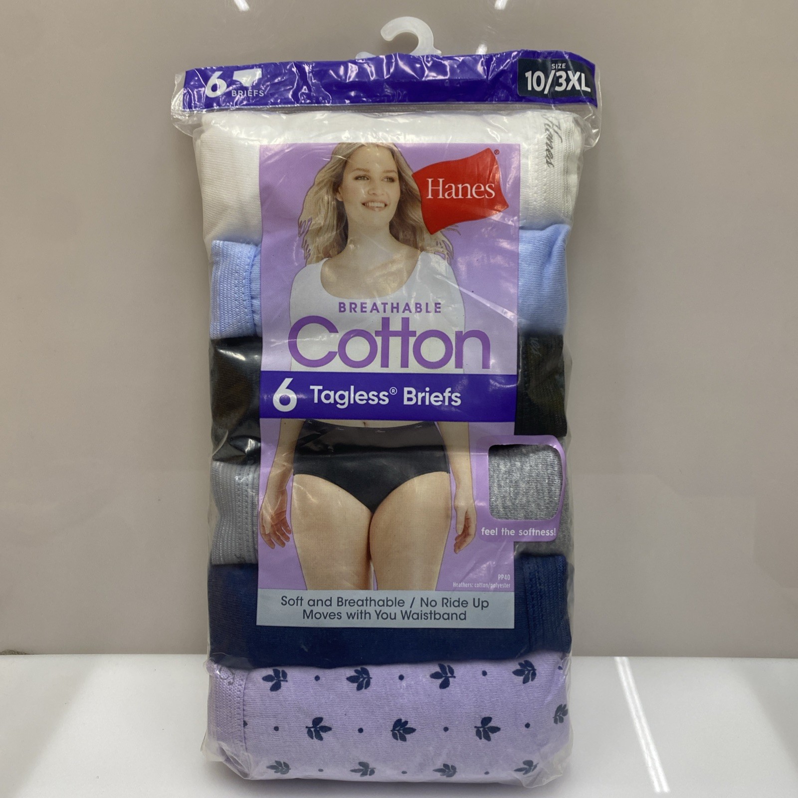 Hanes Underwear Womens 10 3XL Briefs Breathable Cotton Tagless 6 Pairs