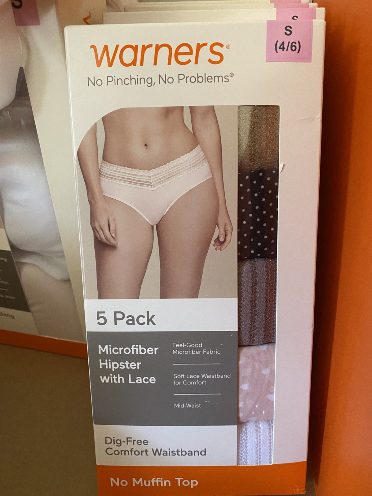Warners Women’s 5-Pack No Pinching No Problems Lace Waist Hipster Small 4/6
