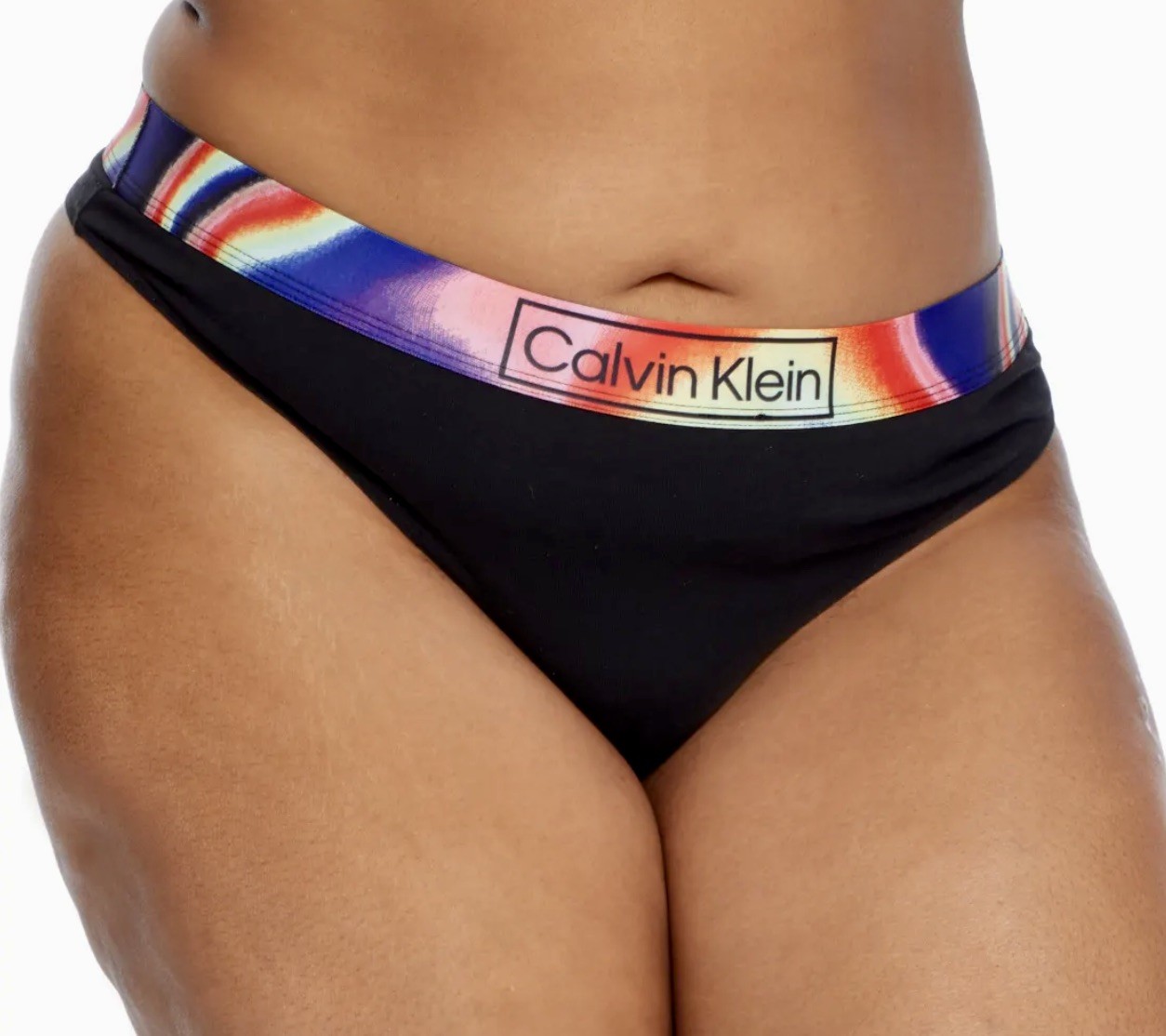 CALVIN KLEIN Reimagined Heritage Pride Black Thong Panty Womens Plus 1X 2X 3X
