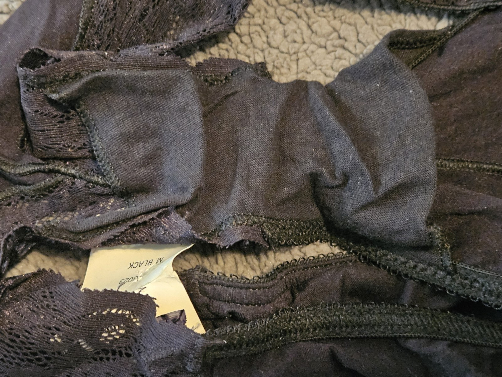 Cabernet Women’s Boyleg Panties Black w/Laced Mesh in Front Size: 6/42 Vintage