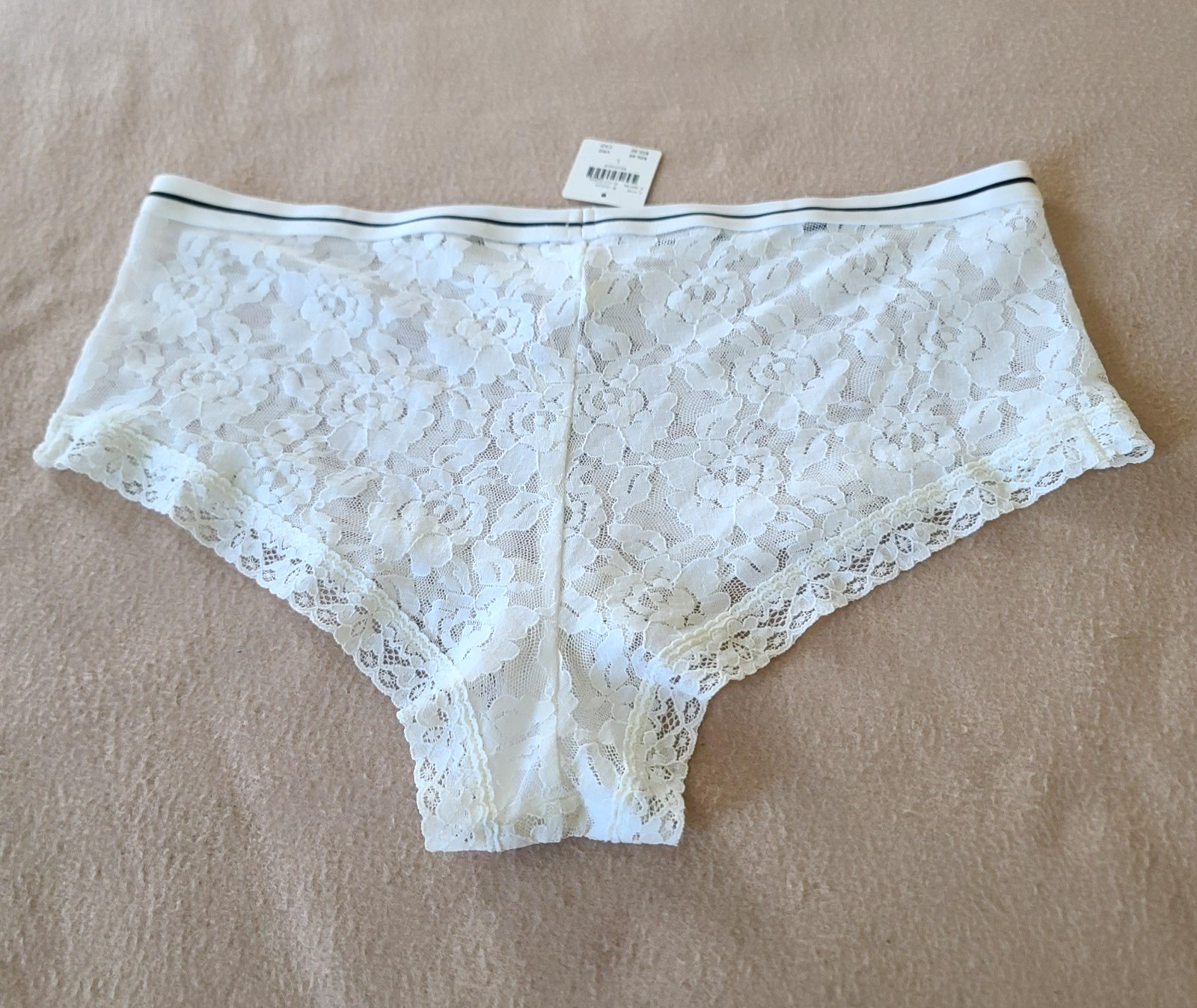 By Anthropologie Lace Hipster Briefs Panty Size L White Sexy Flirty NWT