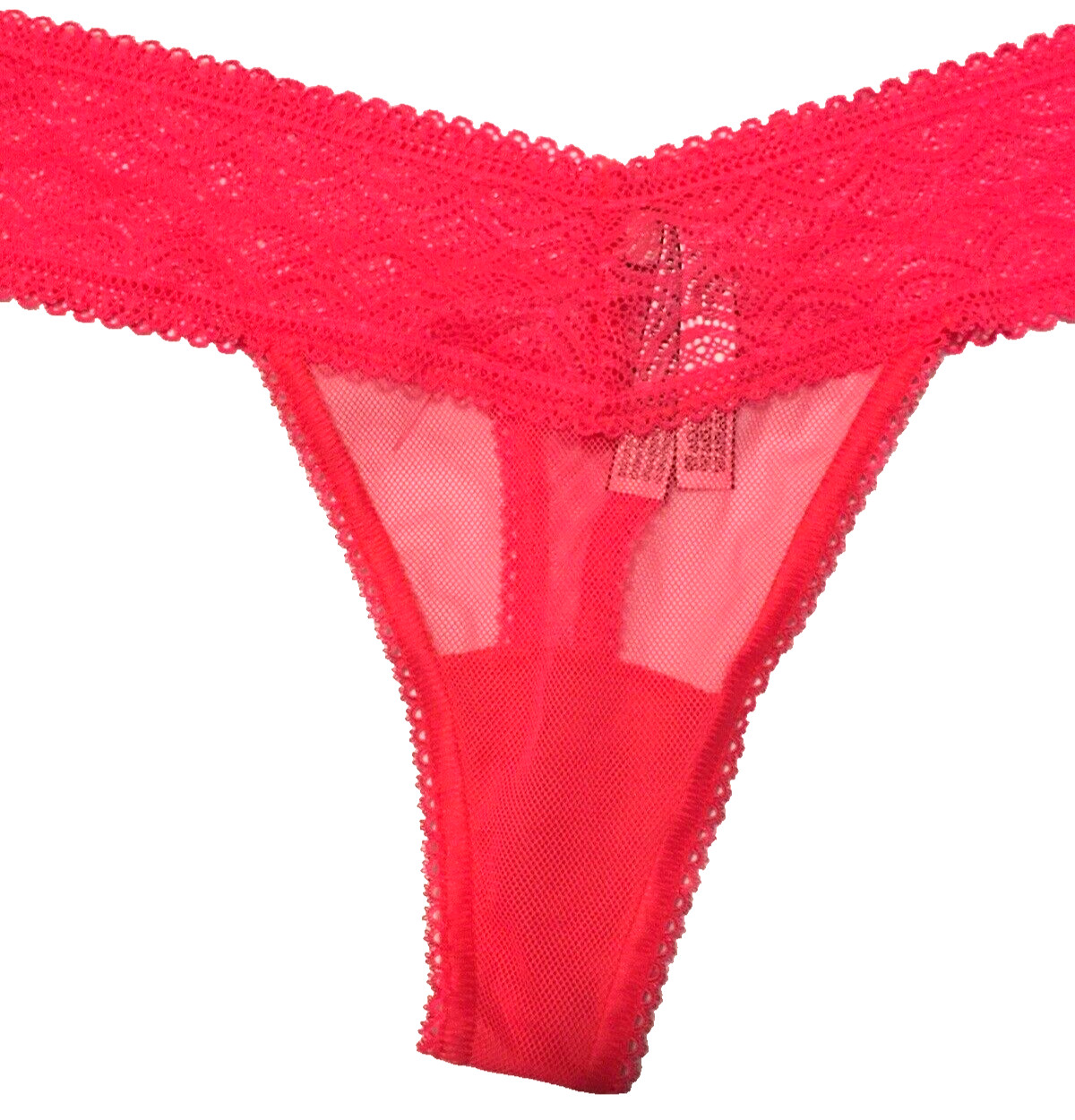 Victorias Secret Peachy Pink Fishnet Mesh Thong Panties M Sheer No Show Lace
