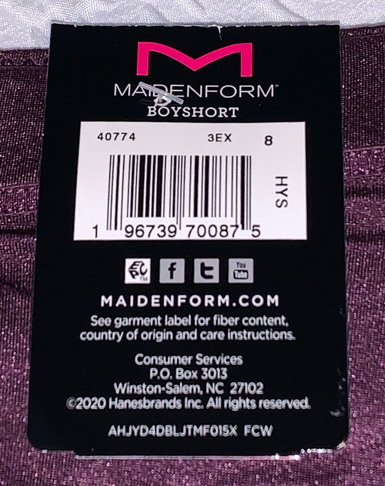 MAIDENFORM Dream Microfiber Quartz Purple Lace Inset Boyshort Panty Womens XL 8