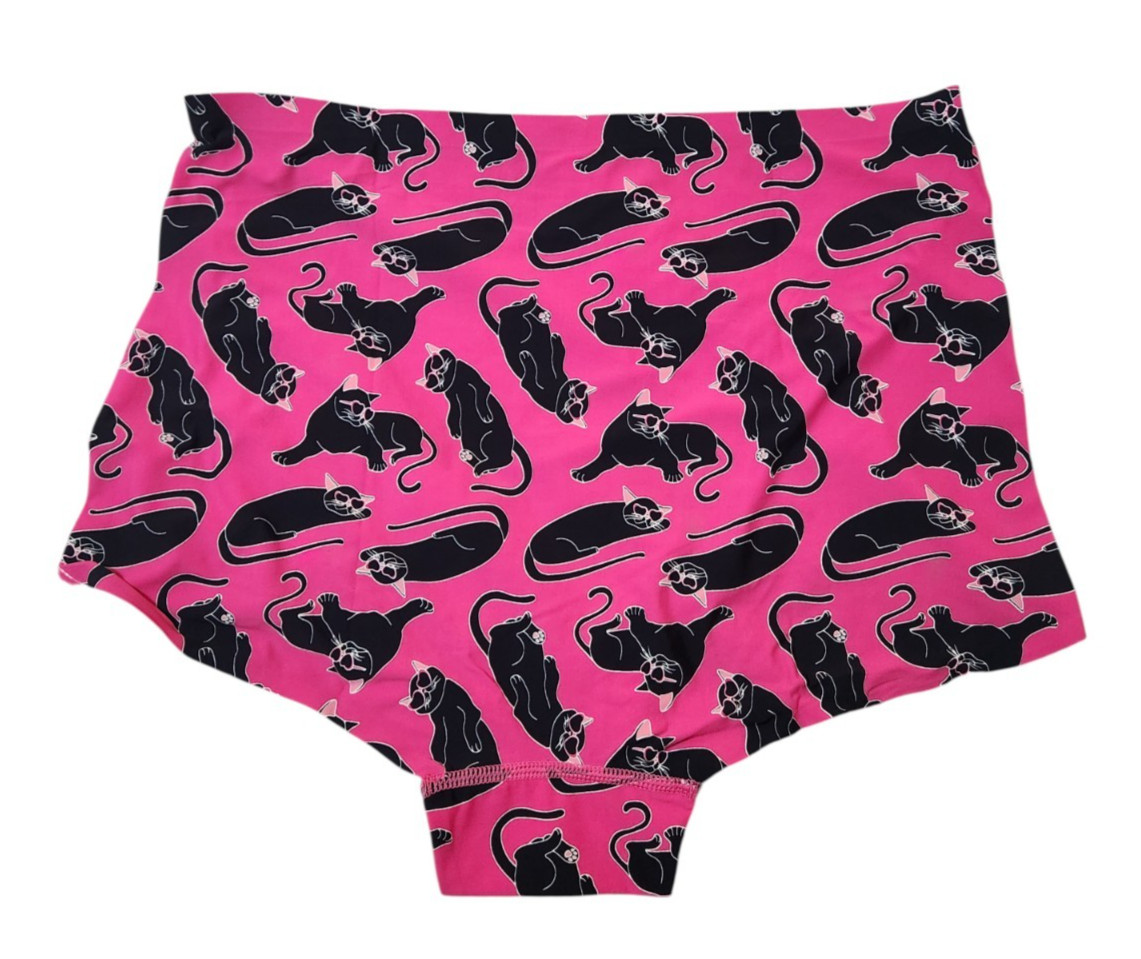 Cheek Boss Panty Womens XL Brief Underwear Panties Cat Sunglasses Pink Black