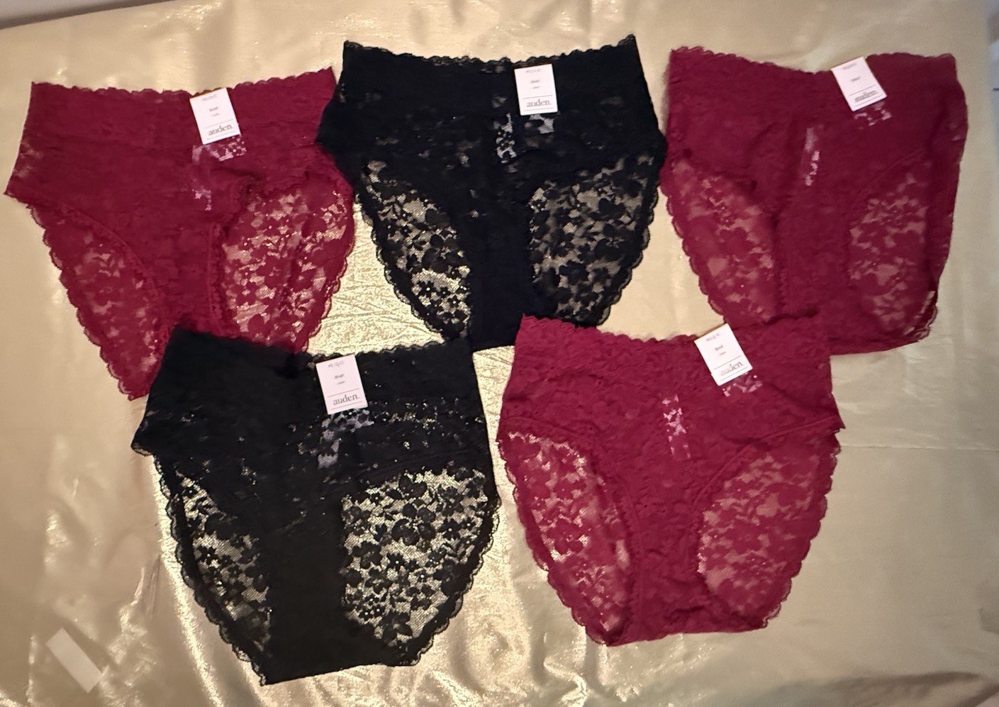 NWT Auden 5 Pack Stretchy Lace Brief Panties Colors Shown Size XSmall (0-2)