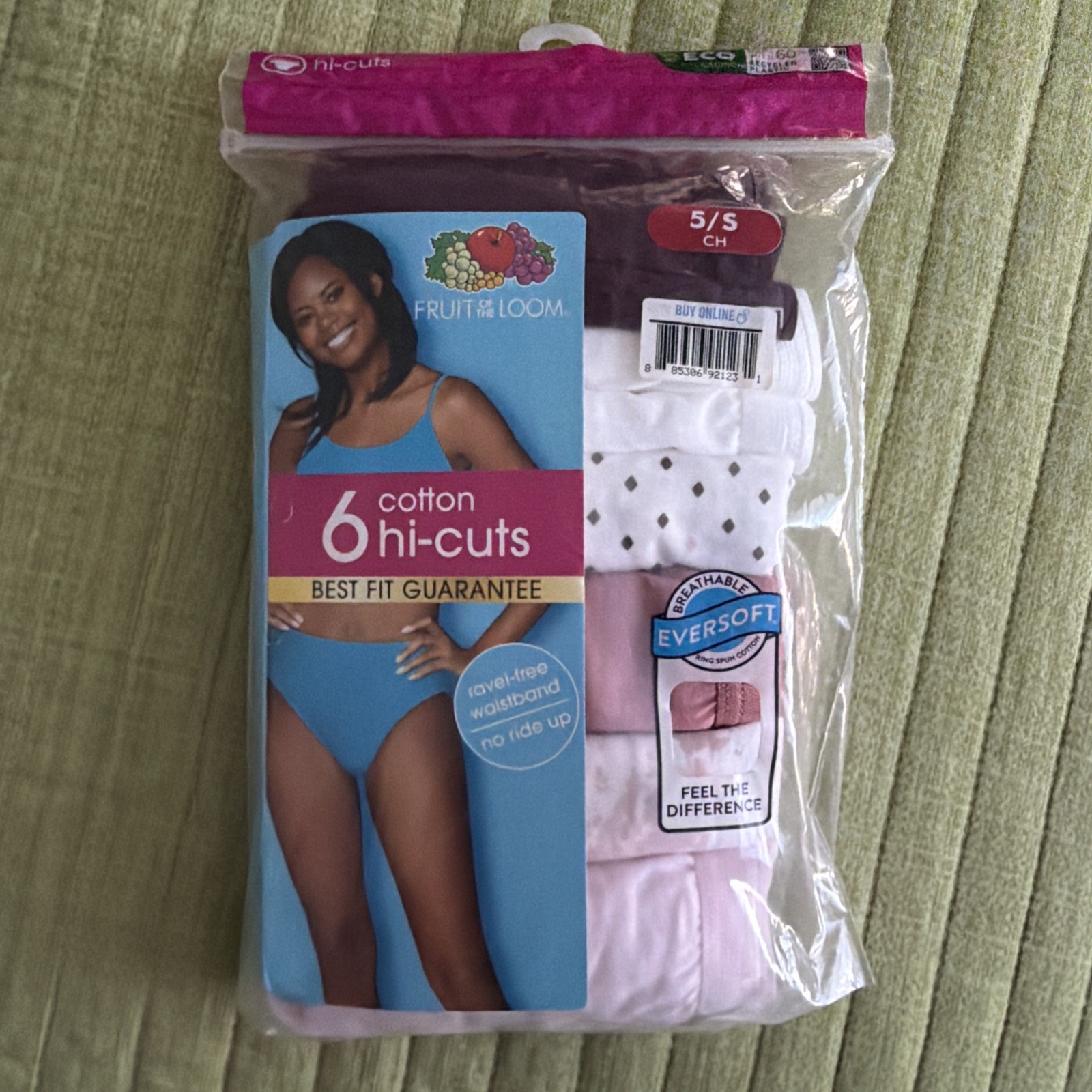 Ladies Fruit Of The Loom 6 Cotton Hi-Cuts Ravel Free Waist Band/No Ride Up Brief