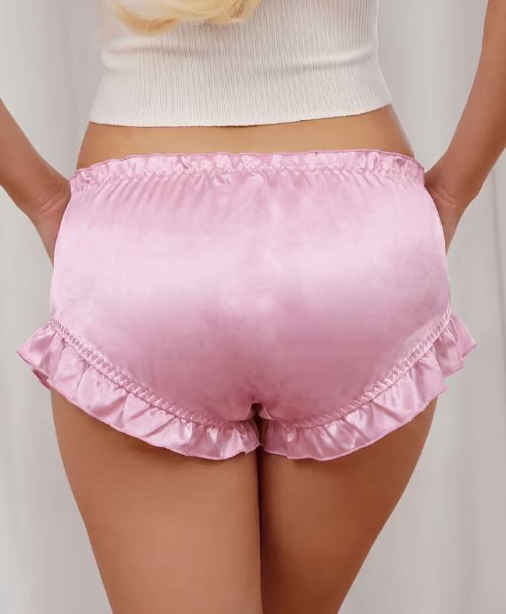 🎀 Satin Ruffle Panties Women Soft Silky Lace Coquette Style 2XL 20