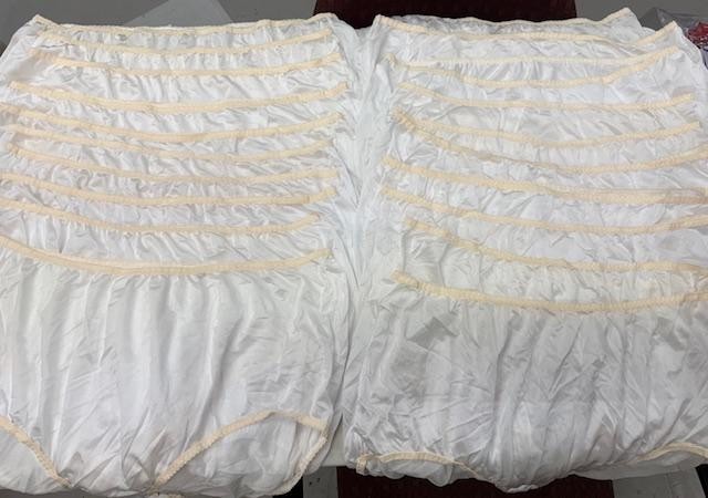 20 pairs NAME BRAND White NYLON Plus Size BRIEF Panties Sz-12 Unisex Panty