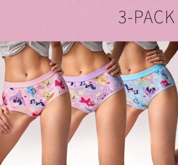 My Little Pony Kawaii Y2K Cartoon Cute Licensed Logo Brief Panties XL 3 pack