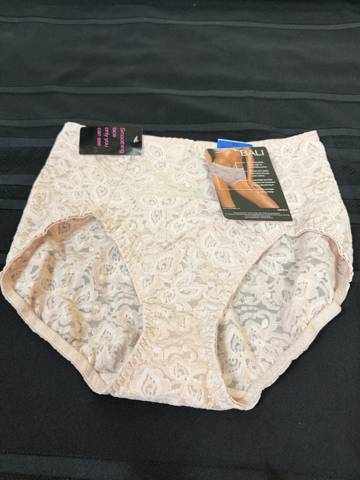 Bali Womens Lace N Smooth Brief Panty Power Shape-wear Firm Control Pink XL 8L14