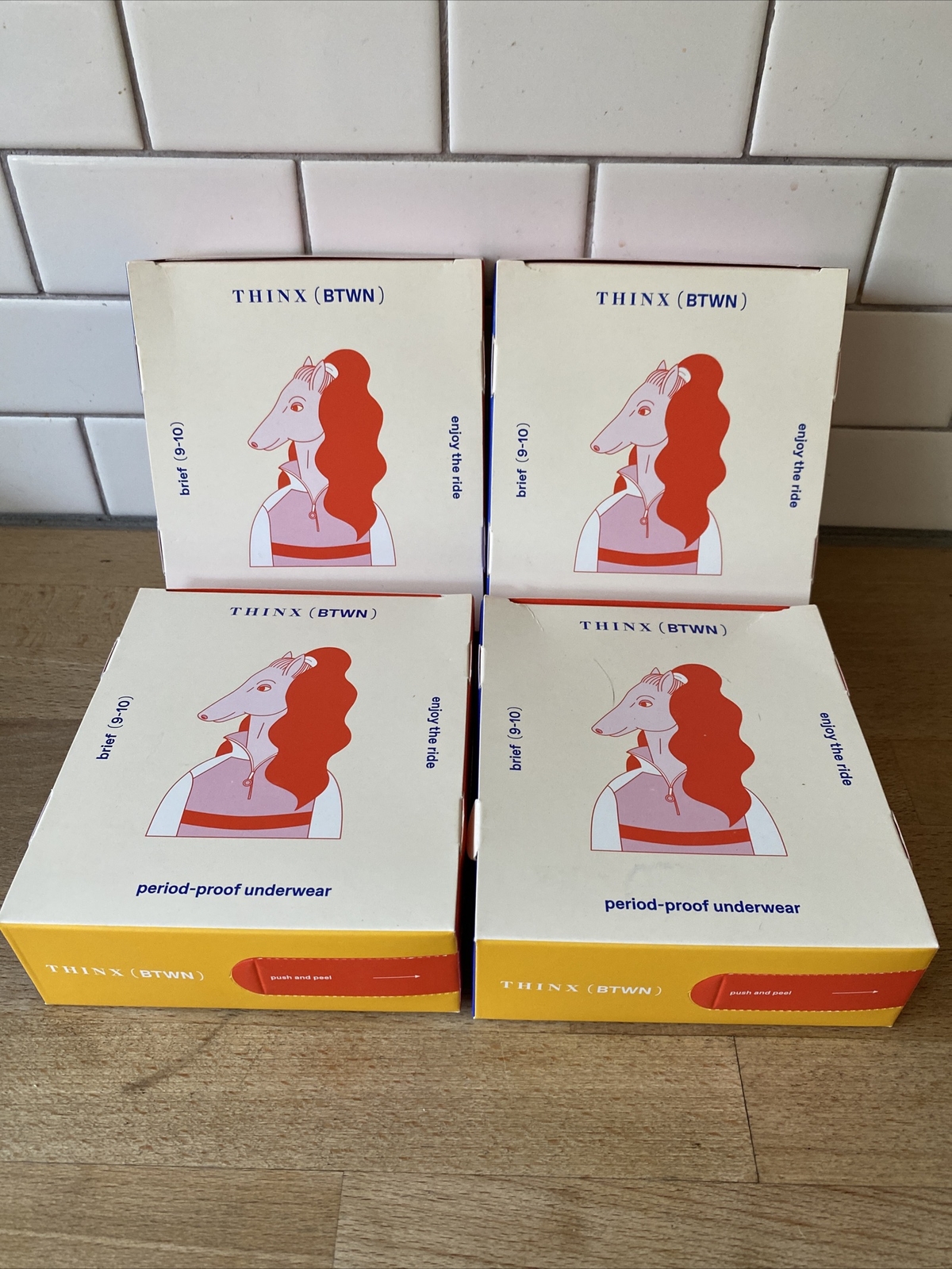 Lot of 4 Thinx Btwn Period Proof Underwear Girls 9/10 Brief Dark Blue New In Box