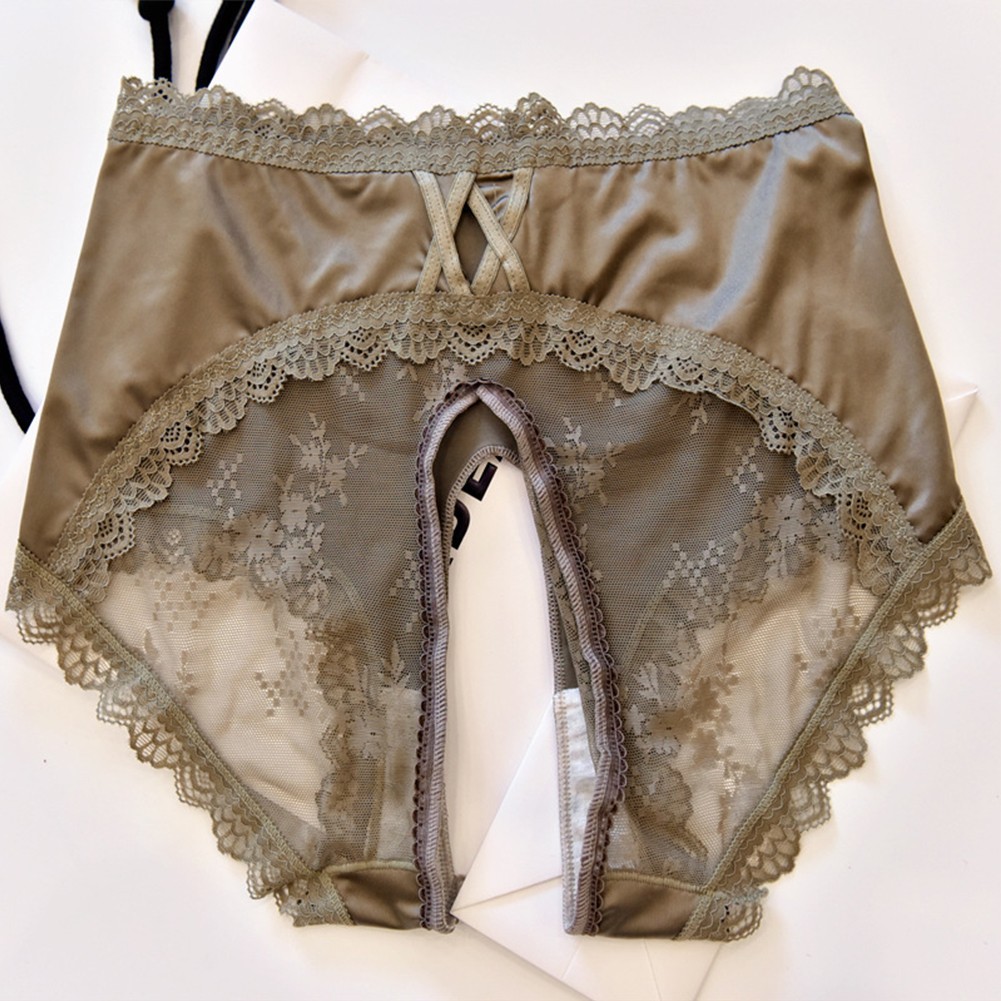 Women Panties Underwear Solid Triangle Breathable Comfortable Crotchless