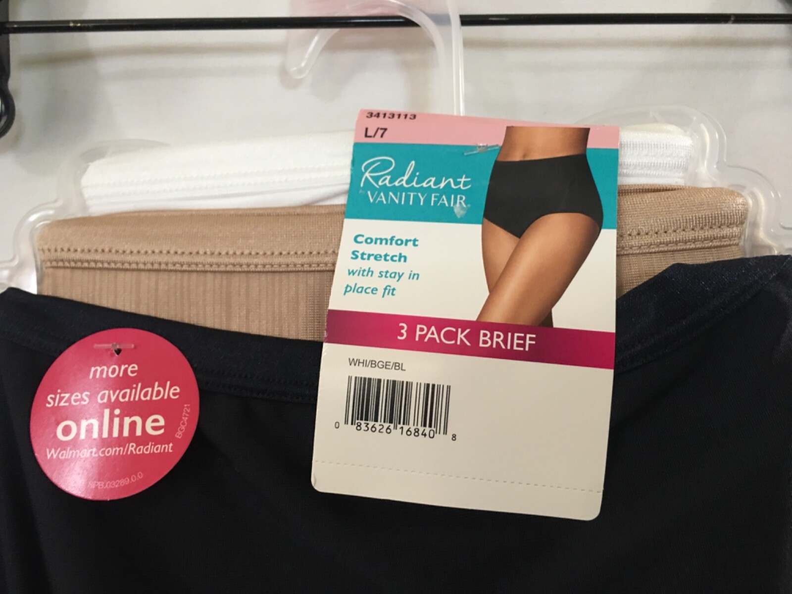 New Vanity Fair Radiant Comfort Stretch Stay in place Brief 3 Pk Women U pick