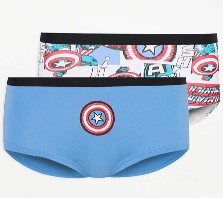BNWT SIZE 26 GEORGE MARVEL CAPTAIN AMERICA 2 PACK KNICKERS PANTS PANTIES 2XL XXL
