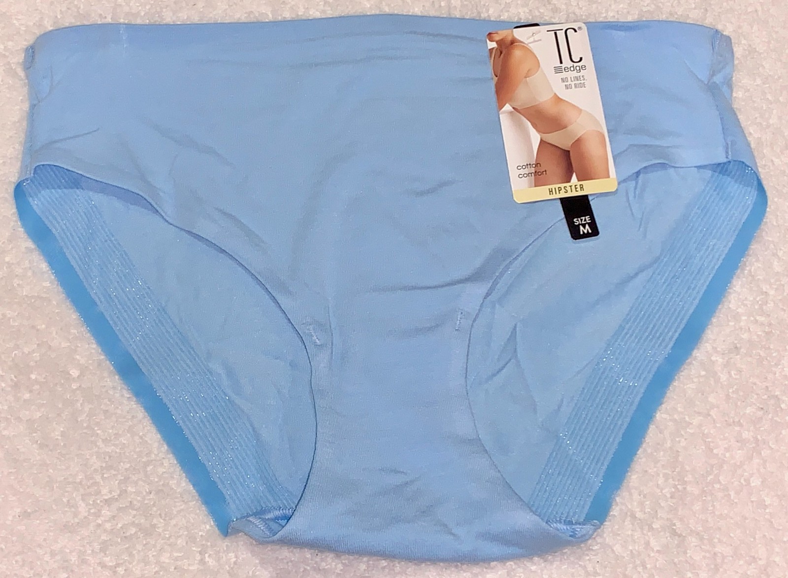 TC Wonderful Edge Cotton Comfort Clear Sky Blue Hipster Panty Womens Sz M 6 L 7