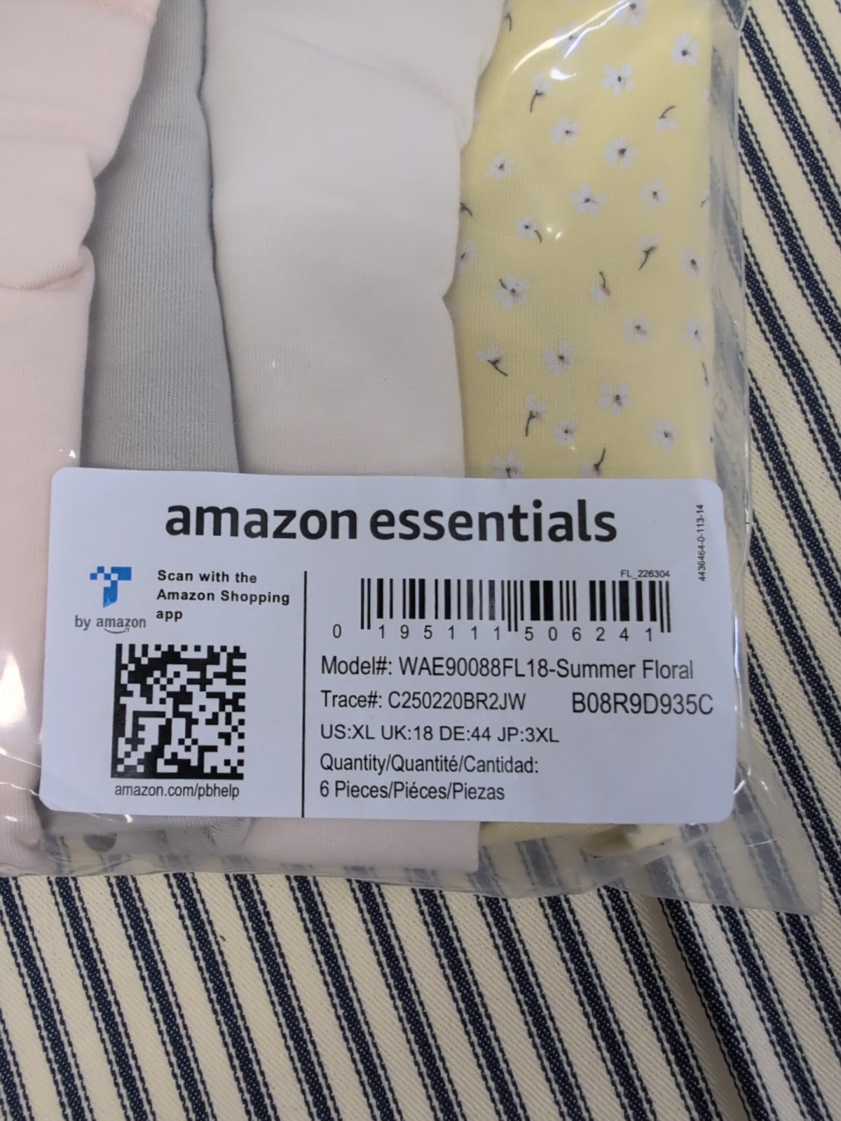 New Open Package Amazon Essential Women’s Briefs Size Extra Large Six Pack