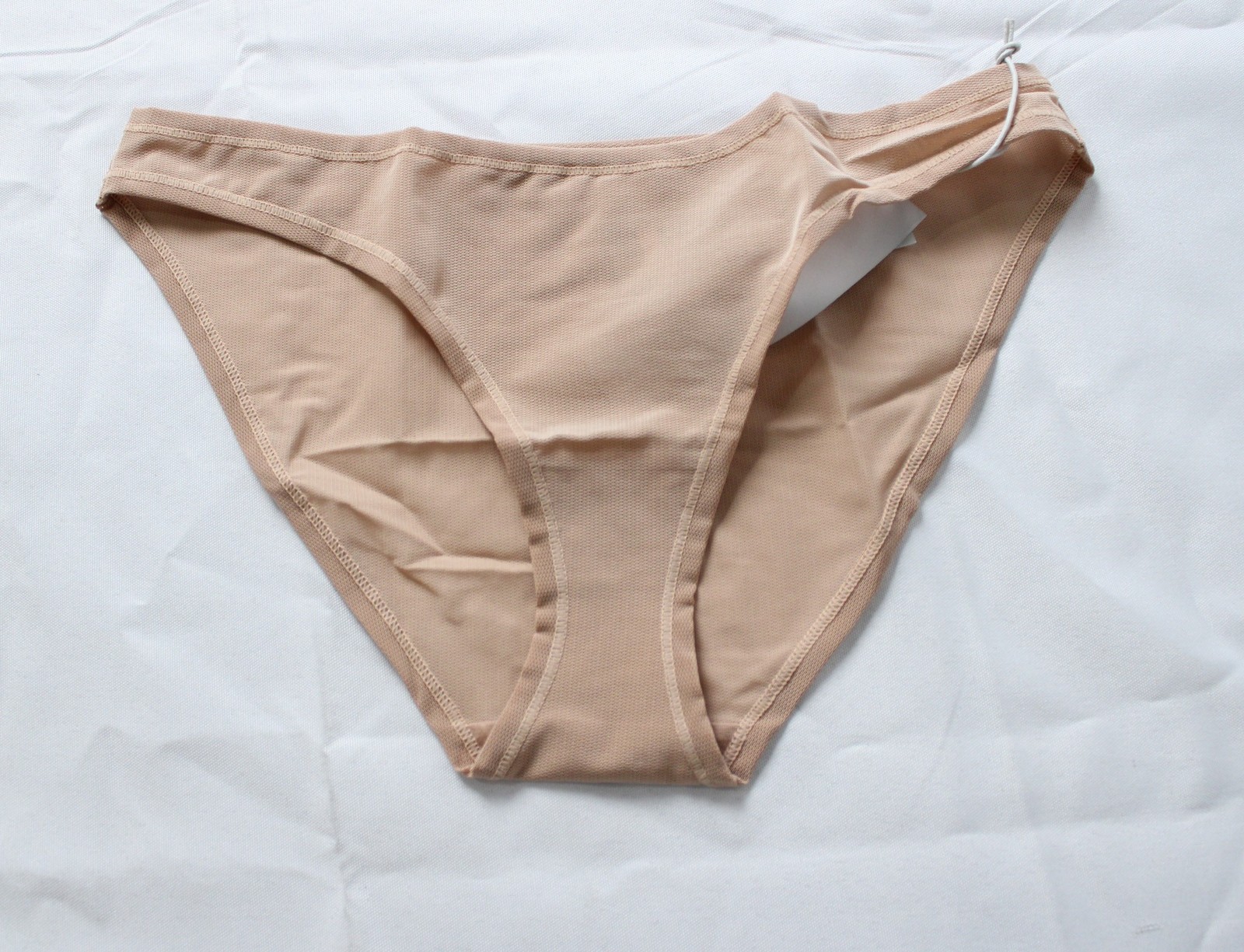 Negative Women’s Sheer Sieve Dipped Front Brief Panty ZG3 Buff Small NWT