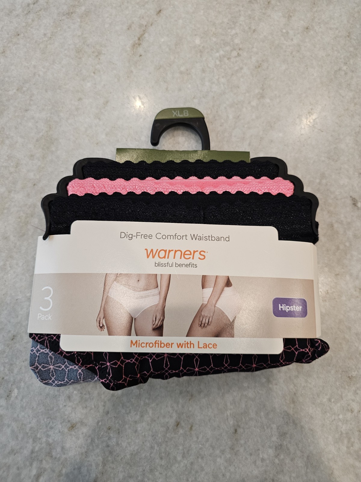 Warner’s XL Hipster Panties 9 Pair Microfiber Lace Comfort Waistband NWT