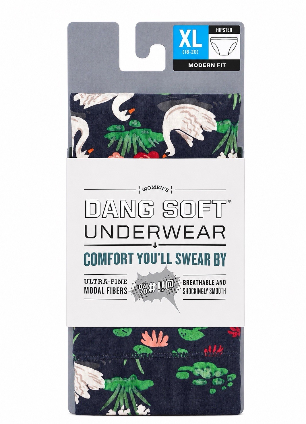 Duluth Women’s Dang Soft Underwear Modern Fit Hipster/ Swan Print ~ XL (18-20)