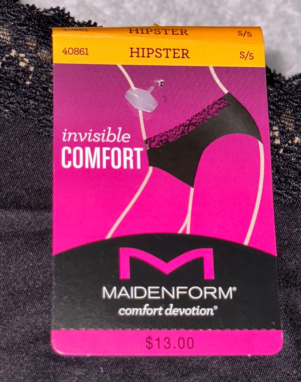 MAIDENFORM Comfort Devotion Embellished Black Hipster Panty Womens S M L XL 2XL
