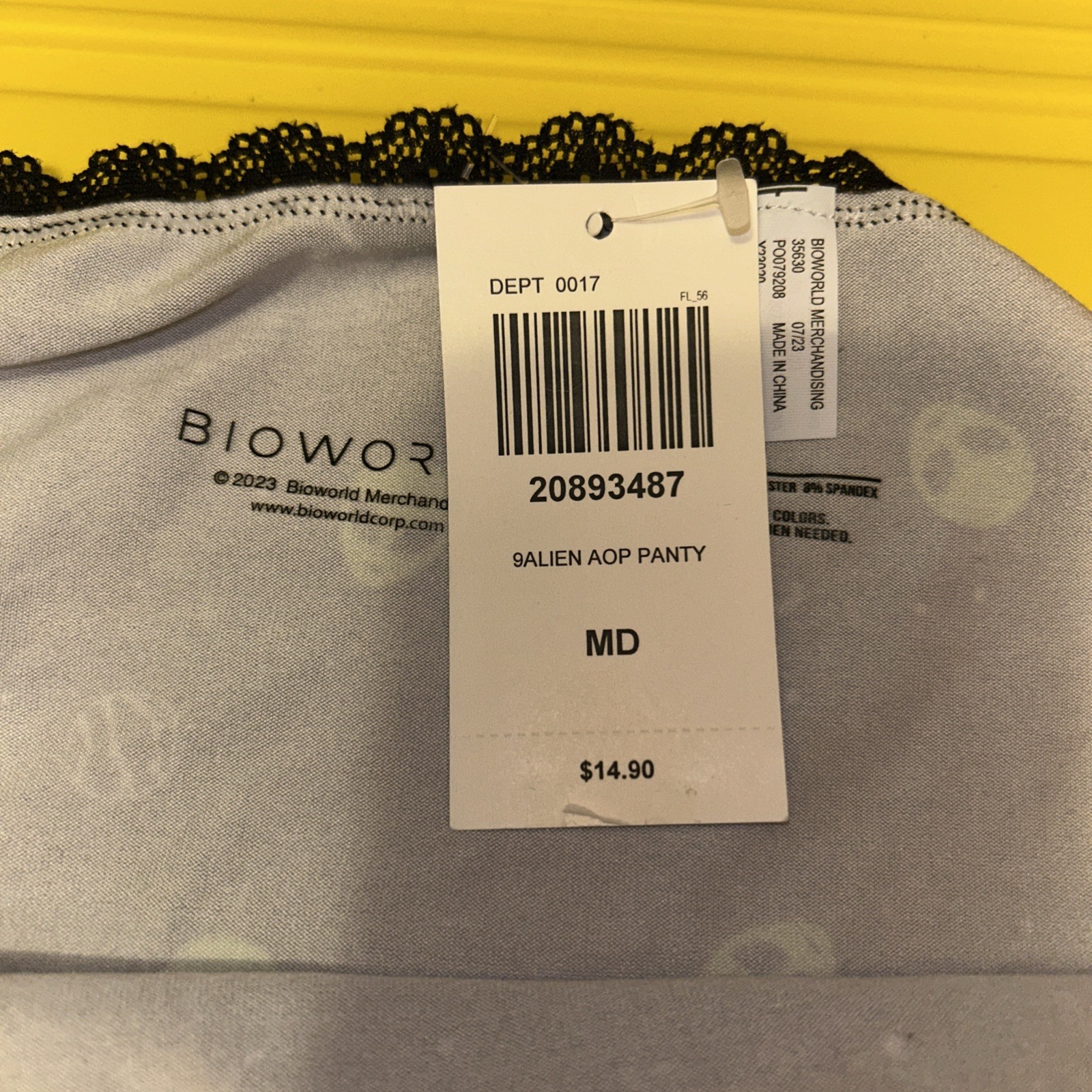 Bioworld Alien Panties Sz Medium