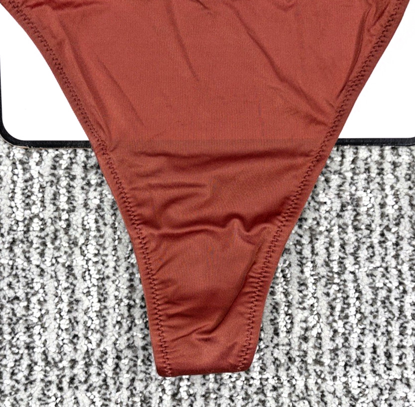Victorias Secret Very Sexy NWT Large Brown Strappy High Leg Thong Panty Hardware
