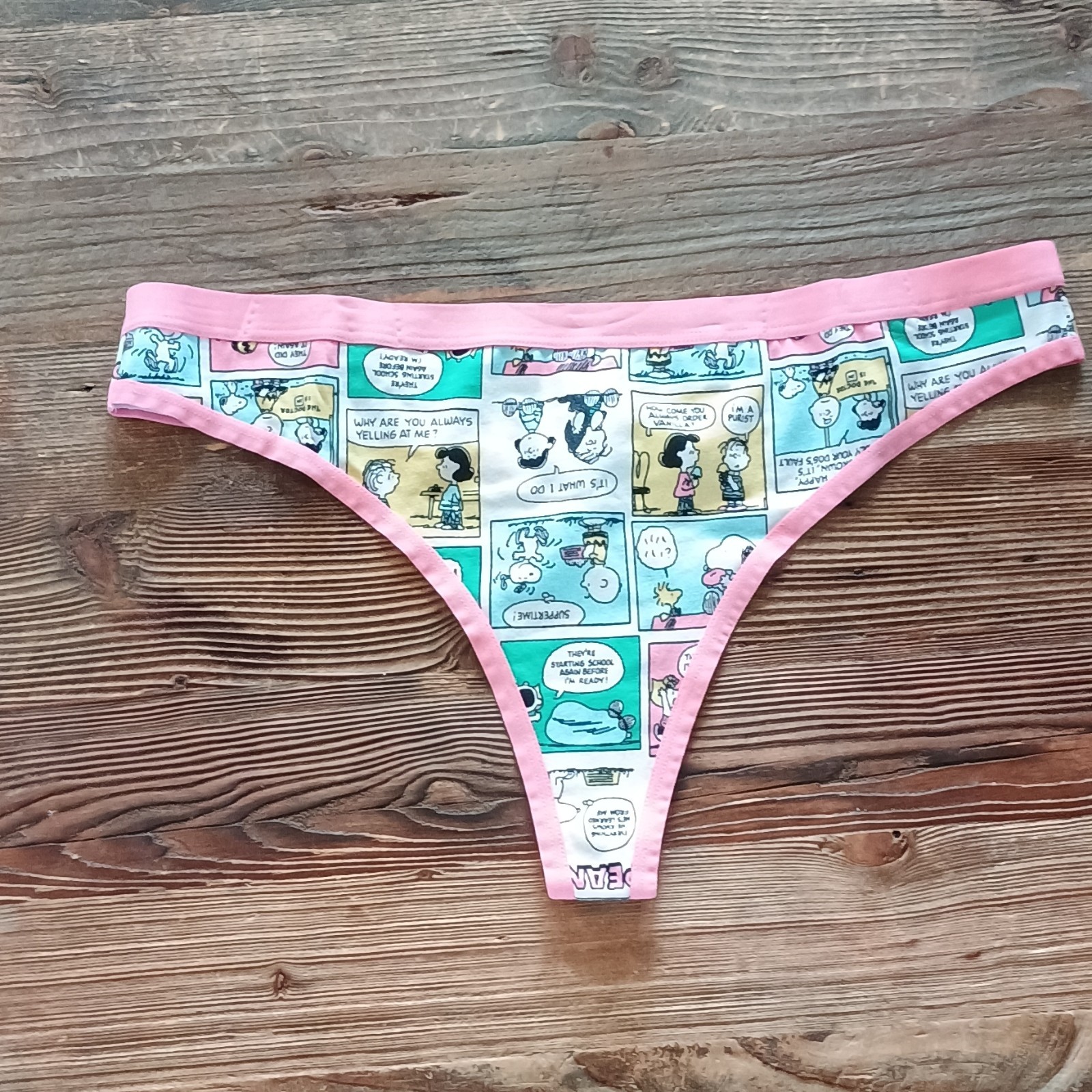 Women’s Peanuts Thong Panties Comic Print Pink Multicolor Size XL 16-18