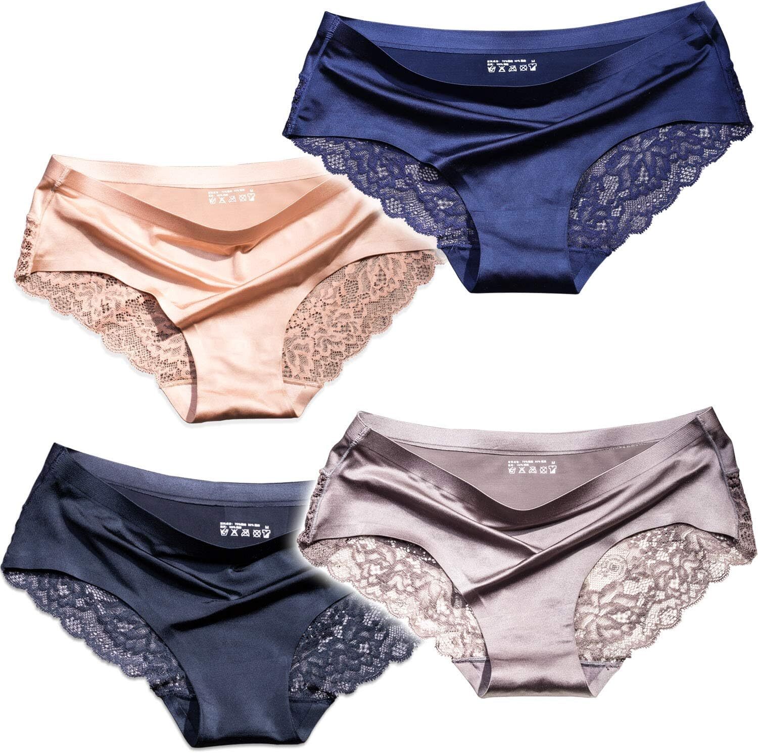 Sexy Lace Underwear for Women Frozen Silk Large, 4-pack Fashion Assorted