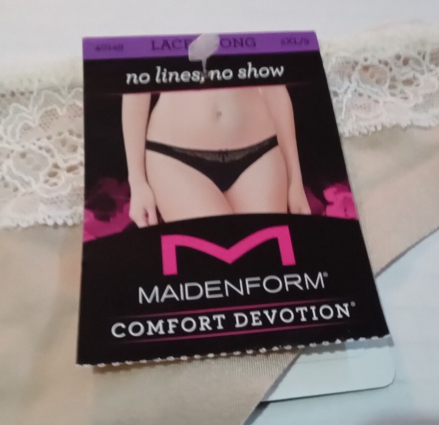 NWT Maidenform Latte Lift Lace Comfort Devotion Thong Panty 40149 2XL / 9 $12