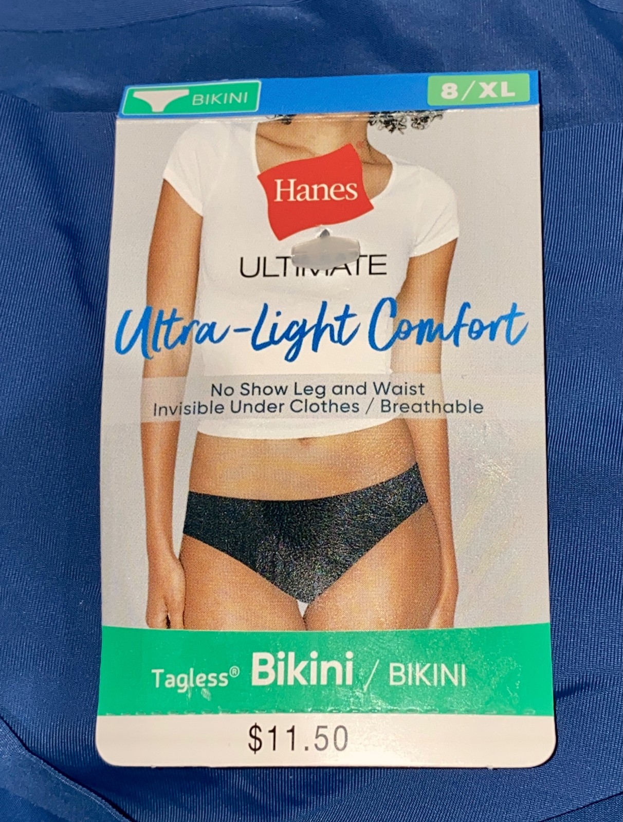 HANES Ultra Light Weight Comfort Navy Blue Bikini Panty Womens S 5 M 6 L 7 XL 8