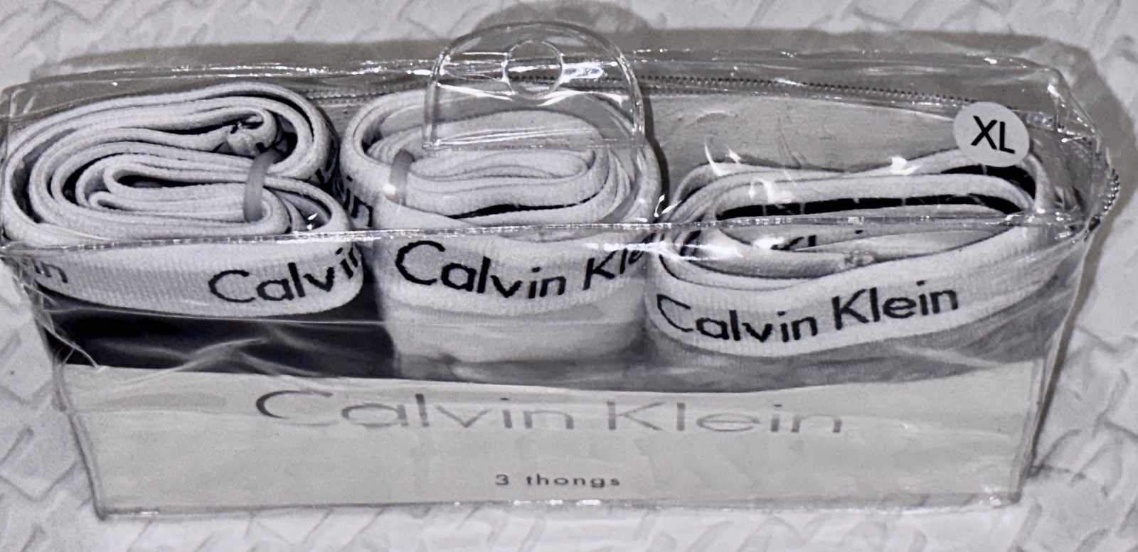 CALVIN KLEIN Carousel Cotton Grey White Black 3 Pack Thong Panty Women Sz S L XL