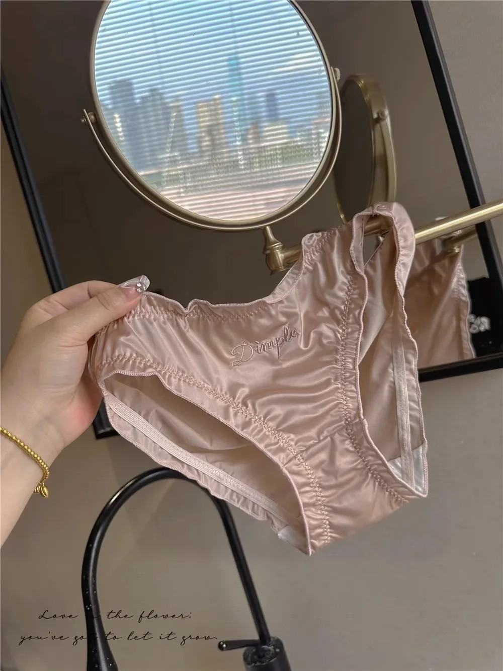 Mid Rise Satin Panties Letter Print Women Soft Stretch Breathable Comfort Fit
