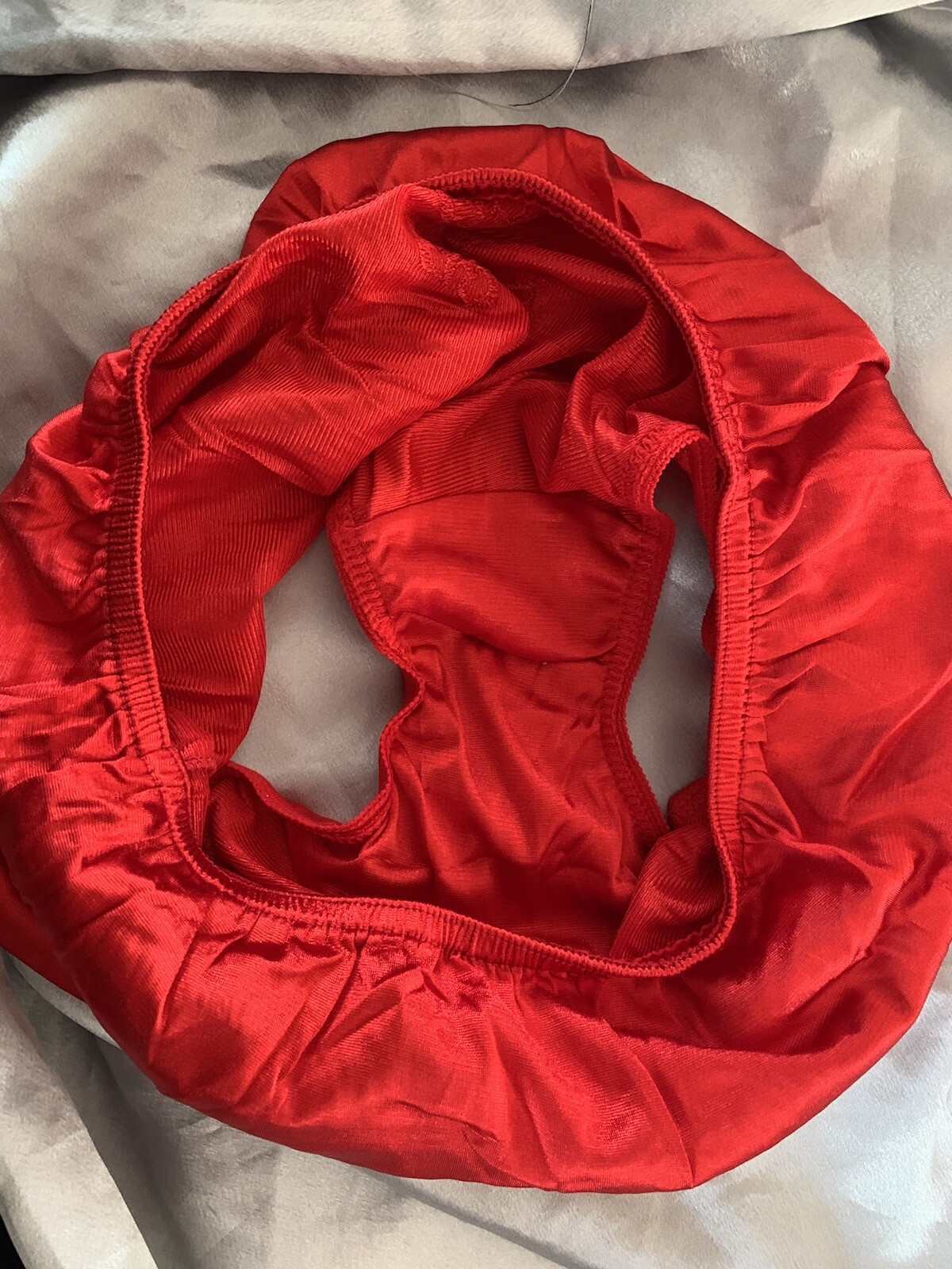 Nwot 100% Nylon red High Waist brief panties XL With Nylon Satin Gusset