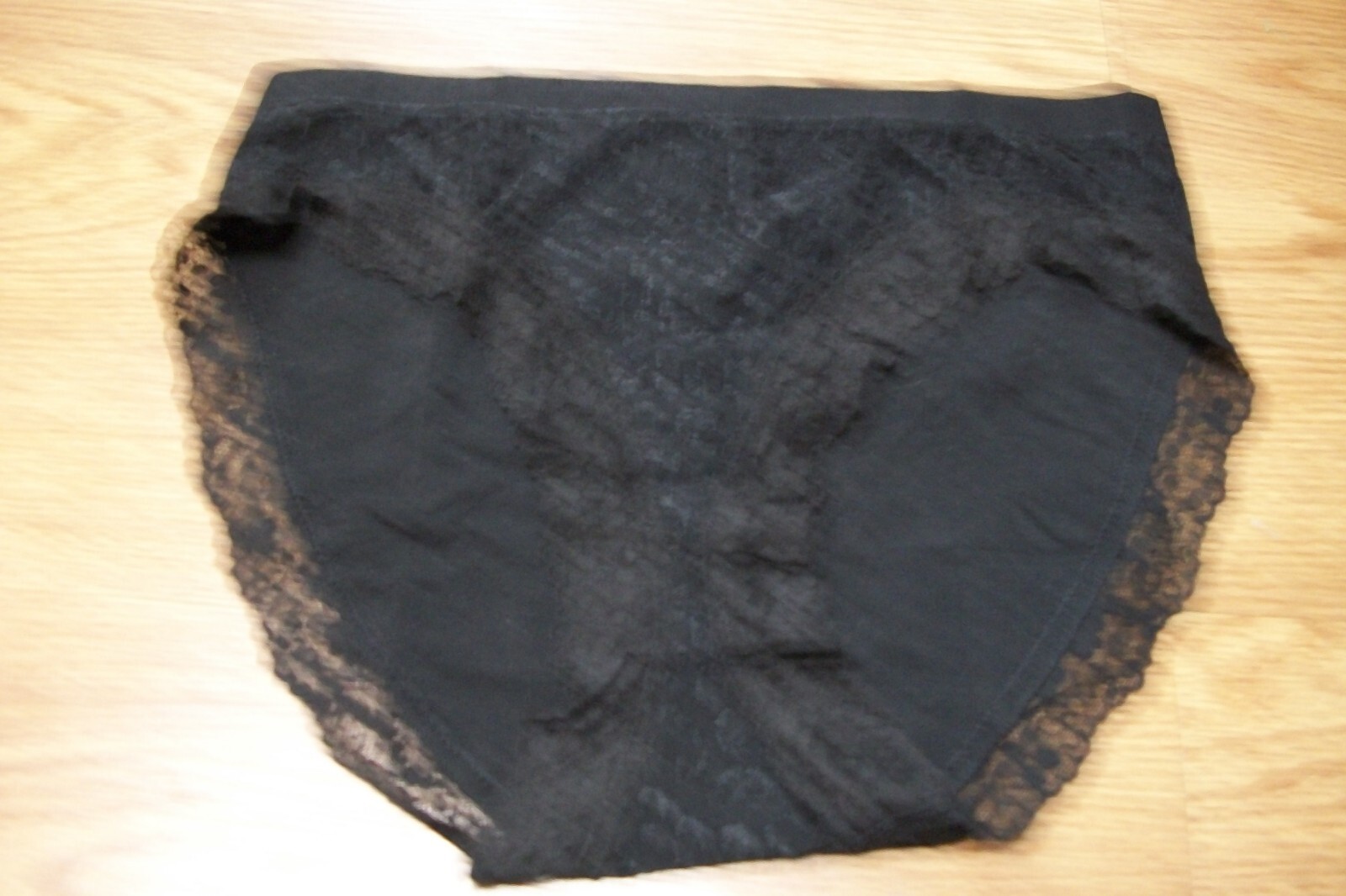 Victorias Secret High Leg Brief Panties Black Leopard Print Floral Lace Trim M