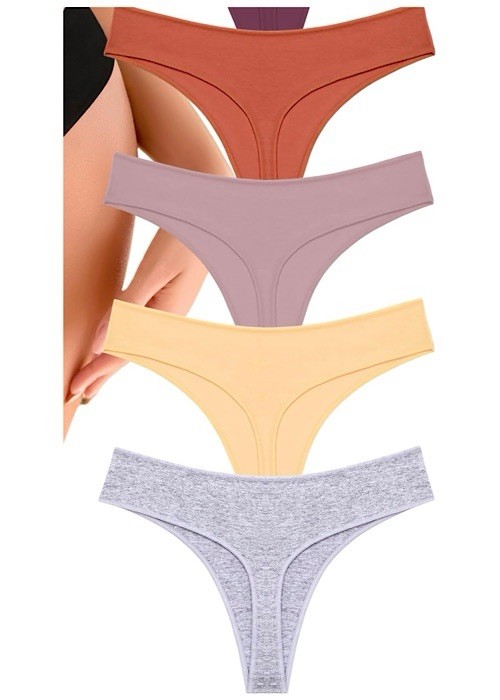 Ready to Love Cotton Thong Panty Women’s US Size S Stretch Soft Sexy 4 Pack