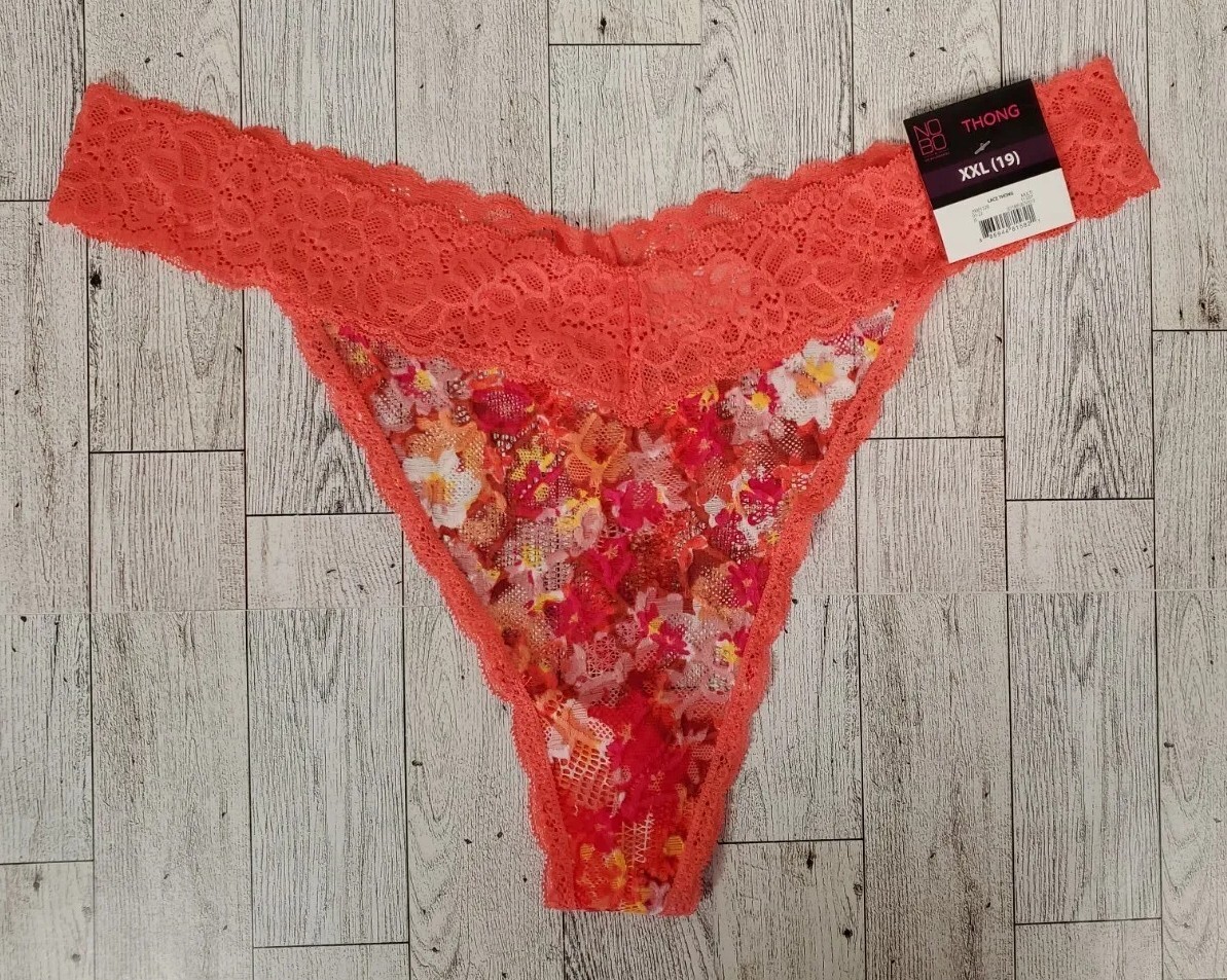 No Boundaries THONG XS M L XL 2X 3X Orange Floral Lace Sexy Underwear Panties