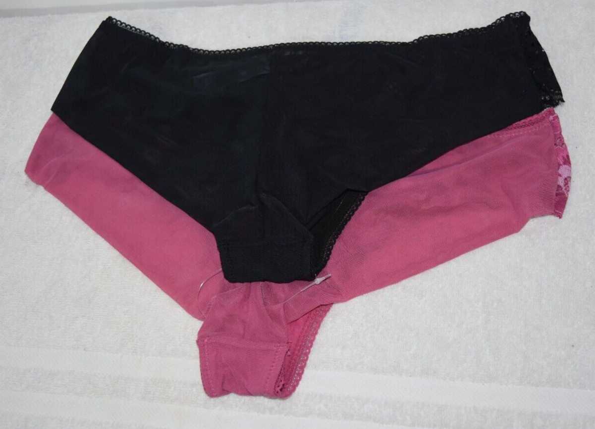 2 NWT Adorned Adore Me Textured Lace Mesh Cheeky Panties Lot Satin Bow 2X XXL