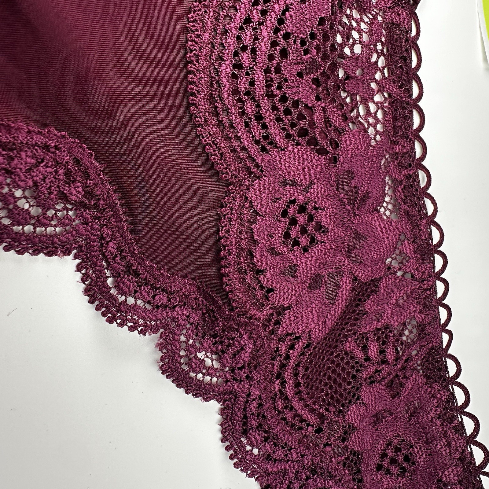 Victoria’s Secret Dream Angels NWT Small Wine Red Lace Thong Panty Sexy Sheer