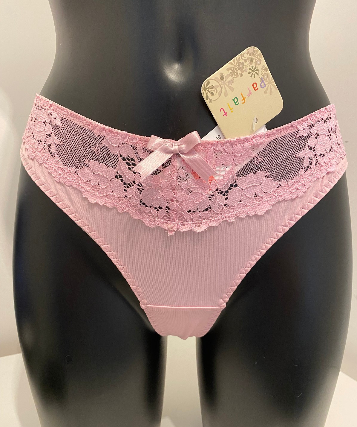 Parfait by Affinitas Nina Cameo Pink Thong Sheer lace knickers panties 1304