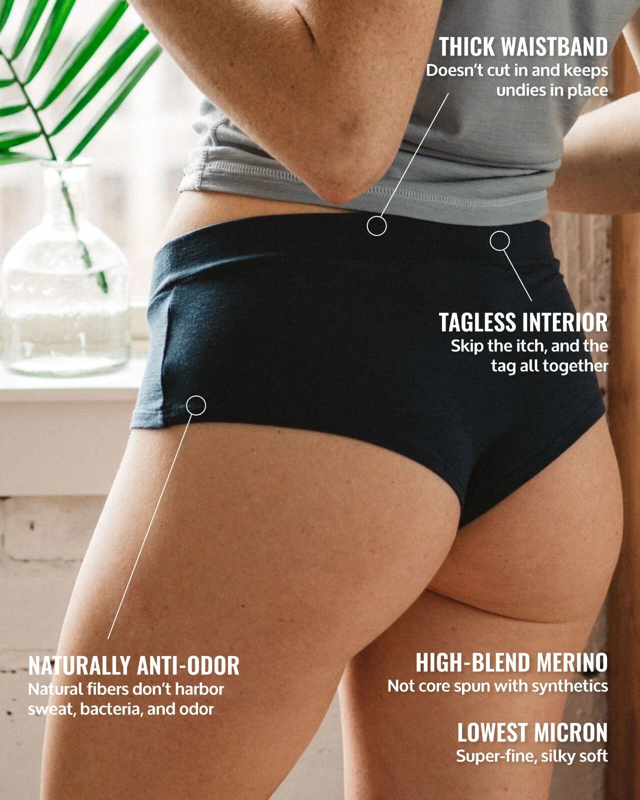 Lot of 6 Genuine Merino Wool Cheeky Brief – Wicking Breathable-Woolly – XXL