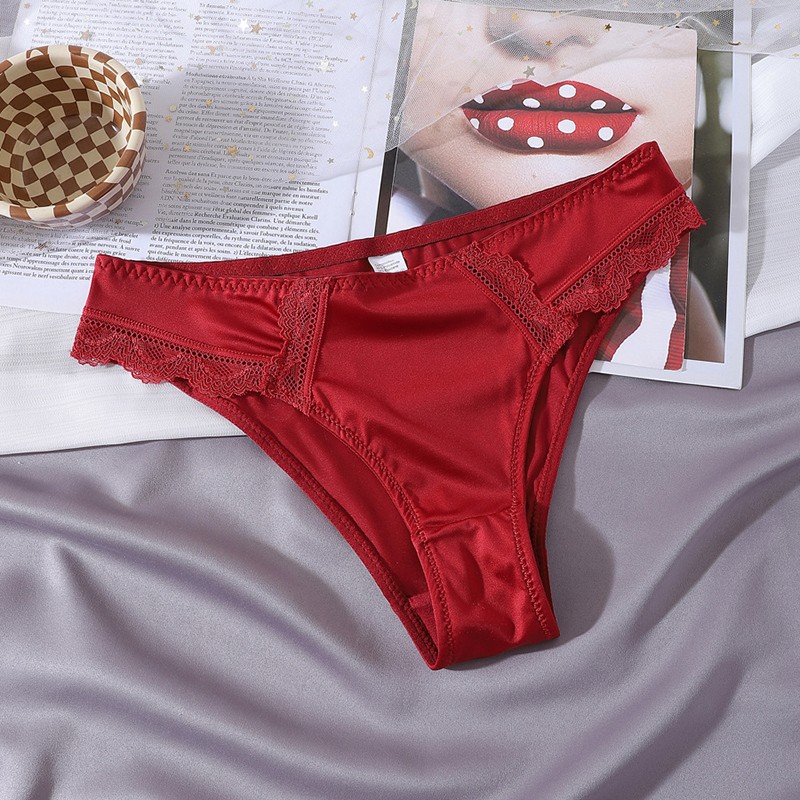 4-piece set of sexy women’s satin underwear, bikini thong underwear, lingerie