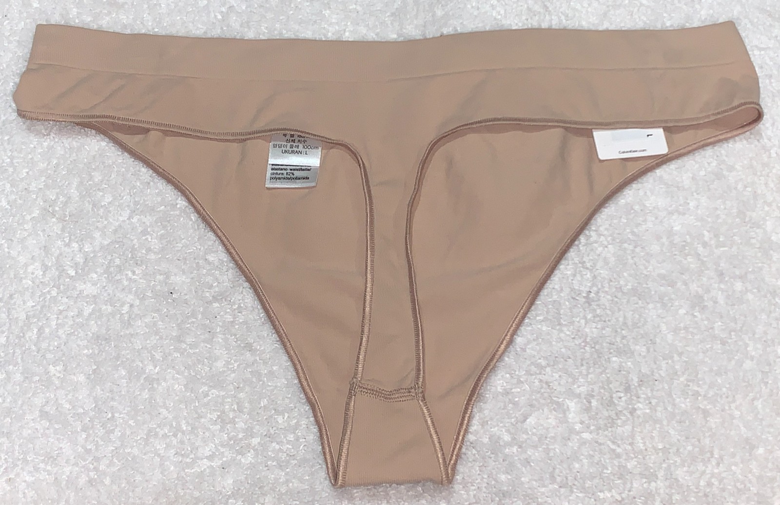 CALVIN KLEIN Bonded Flex Seamless Cedar Nude Thong Panty Womens Sz XS 4 M 6 L 7