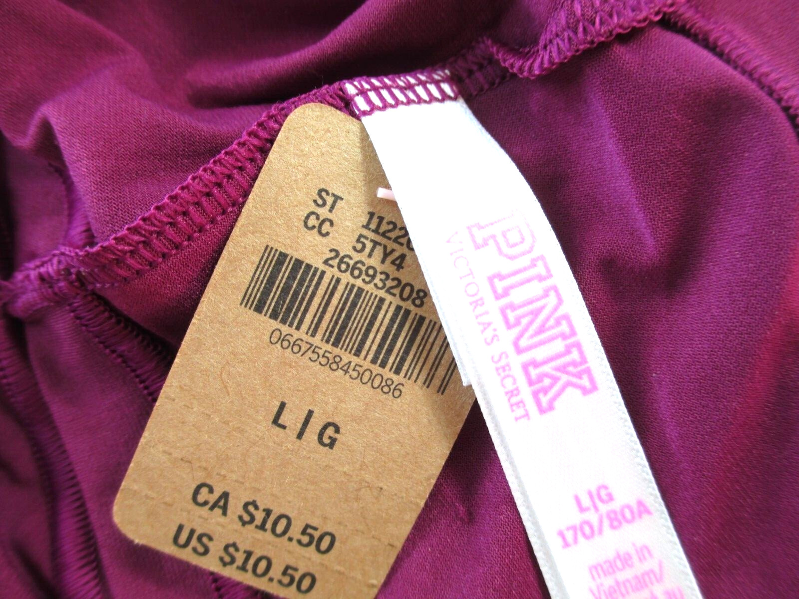VICTORIA’S SECRET PINK Hiphugger Panty L Maroon NWOT Purple VS Stretchy Soft