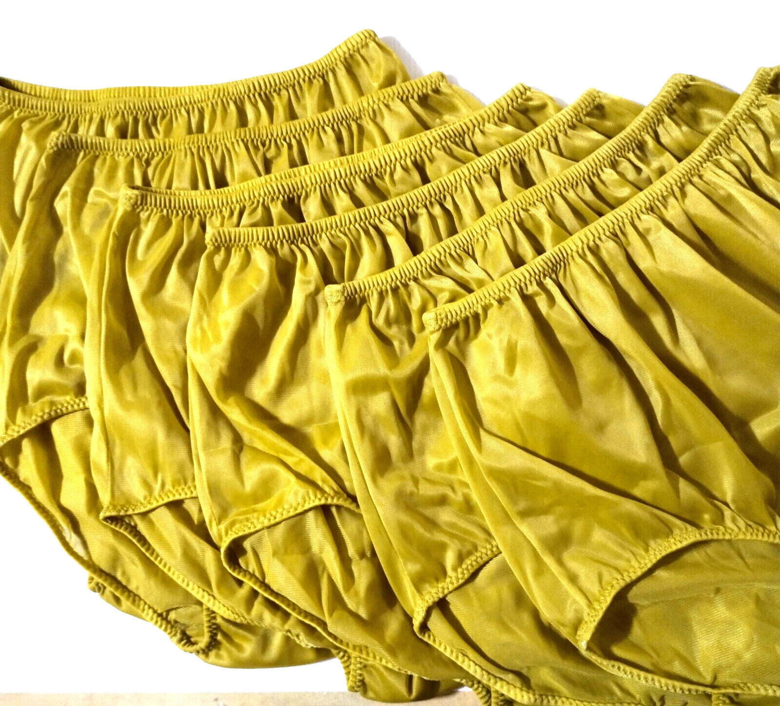 6 Nylon Panties/ High Waisted/ Double Nylon Layer Crotch/Dark Yellow/ XL