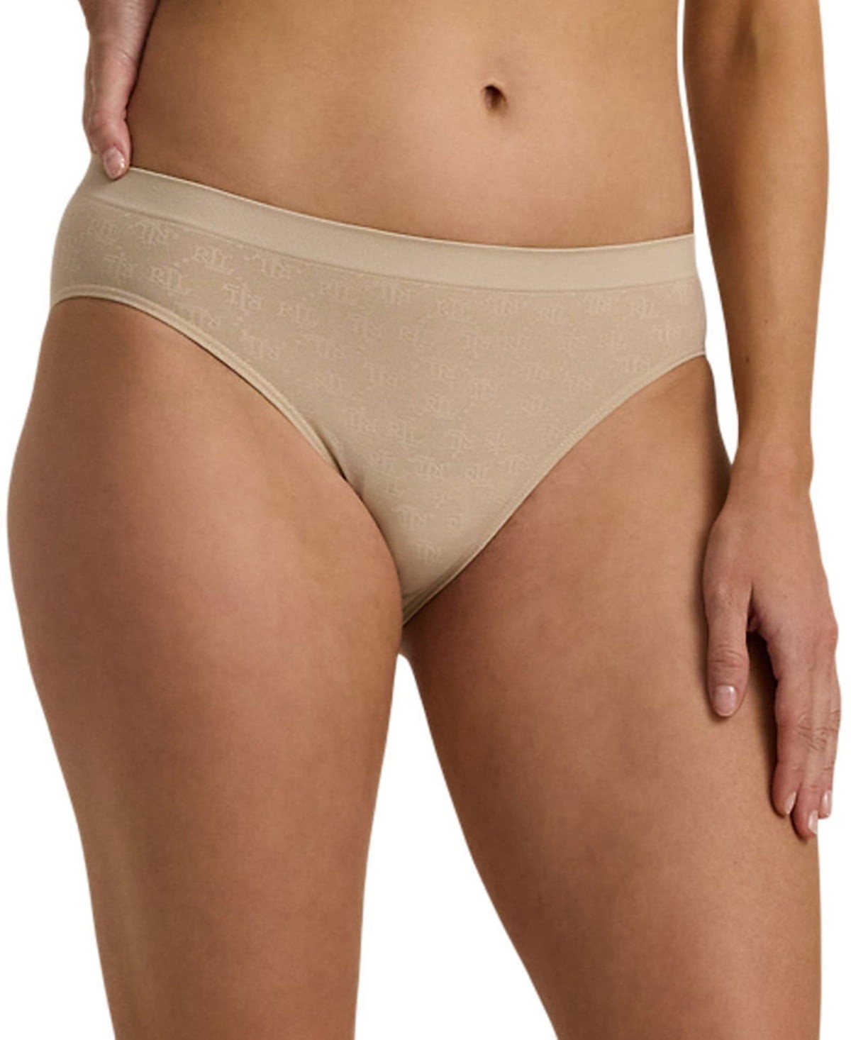 Lauren Ralph Lauren Monogram Mesh Bikini Brief Underwear 4L0048 Beige, Size S